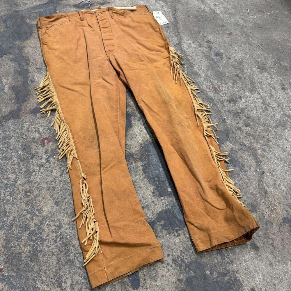 Vintage 40s 50s Faded Fringed Western Film Costume Victorian Trousers - Picture 2 of 5